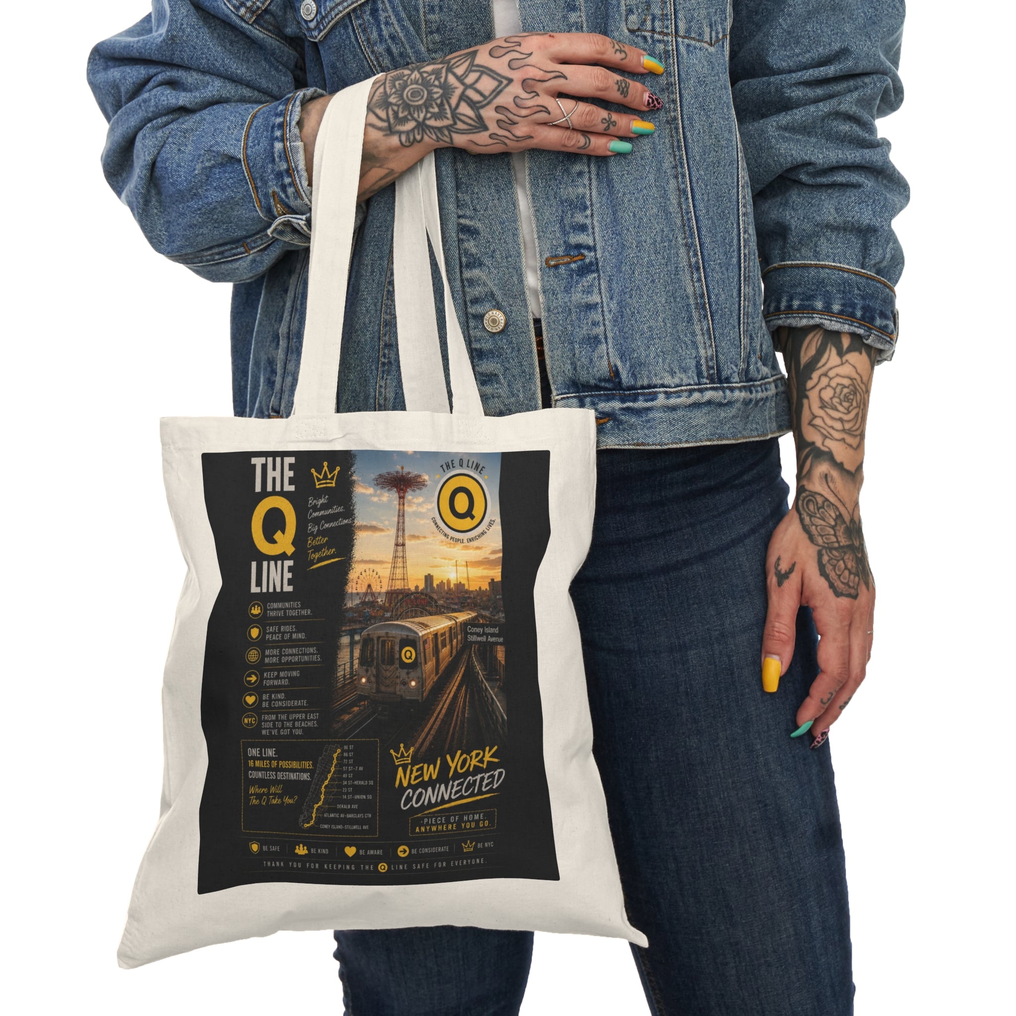 Q Line Natural Tote Bag