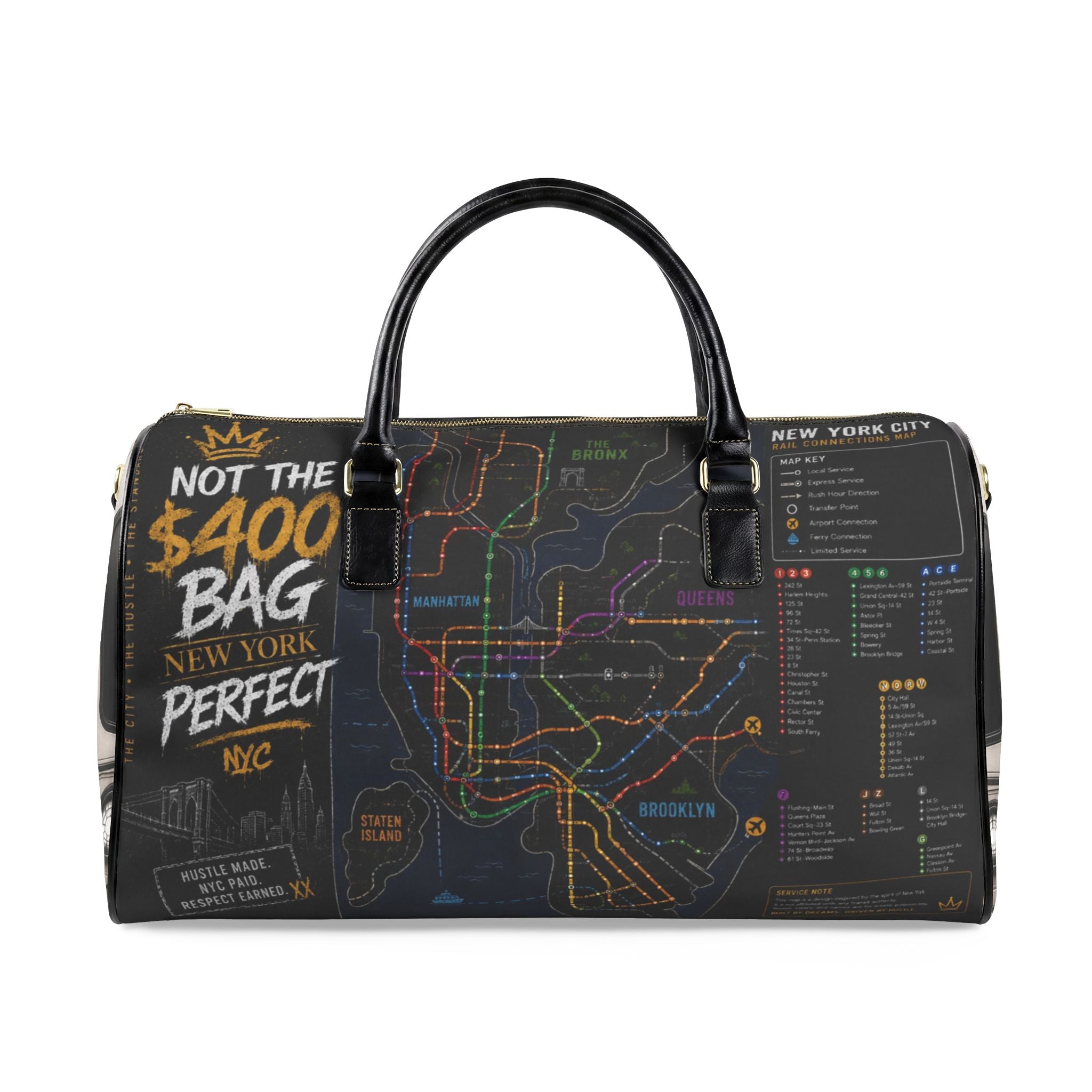 NYC Lines Faux Leather Bag (Double-sided)