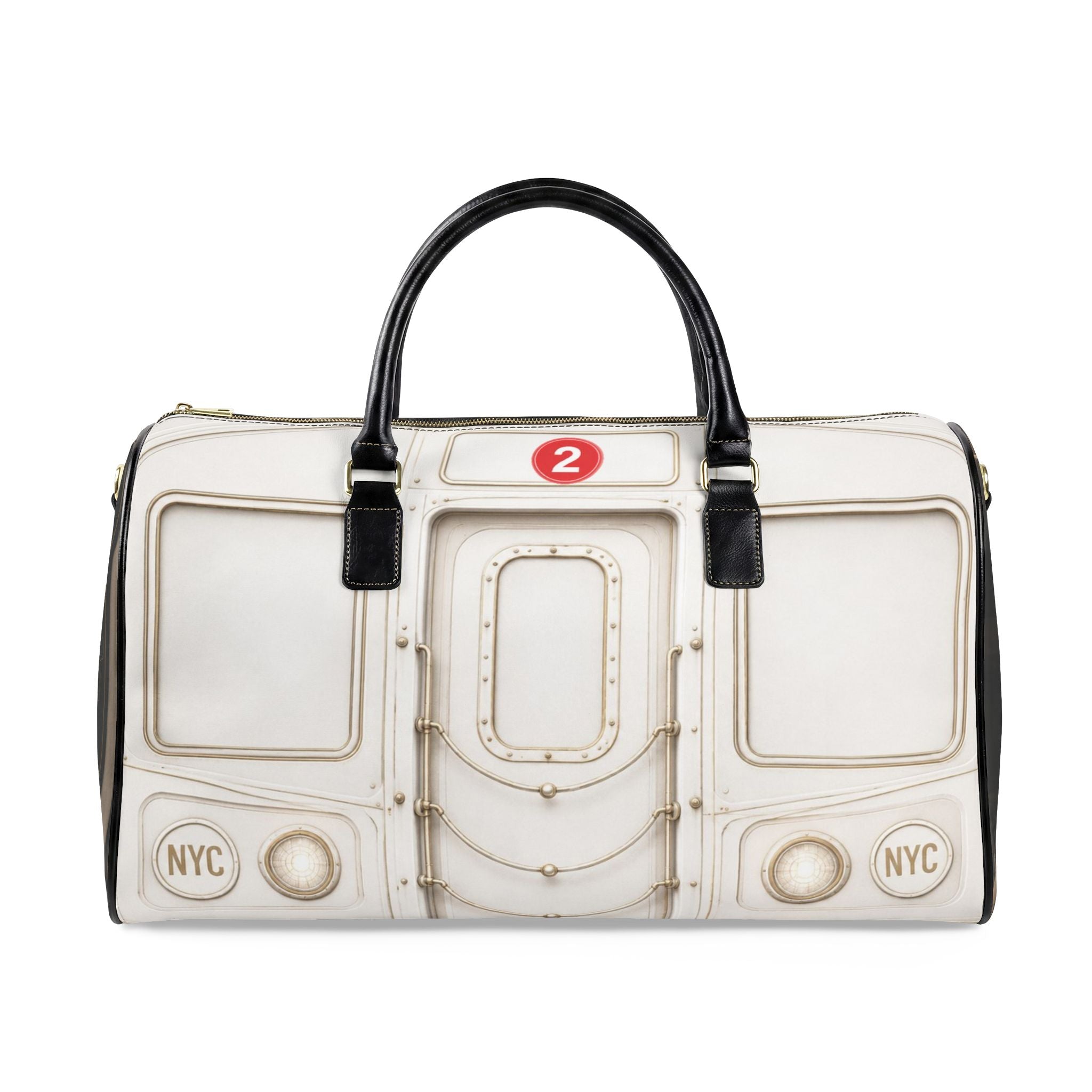 2 Line Faux Leather Travel Bag