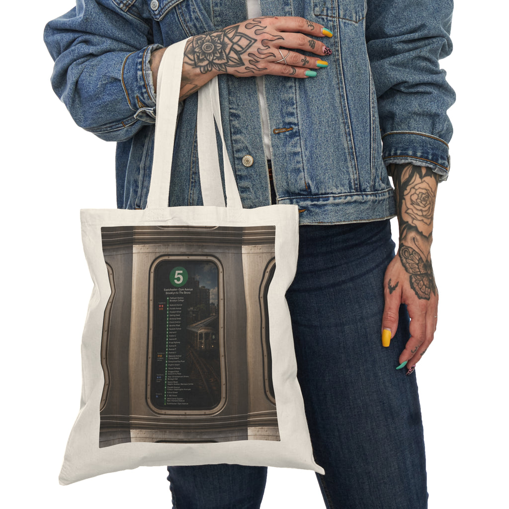 5 Train Natural Tote Bag
