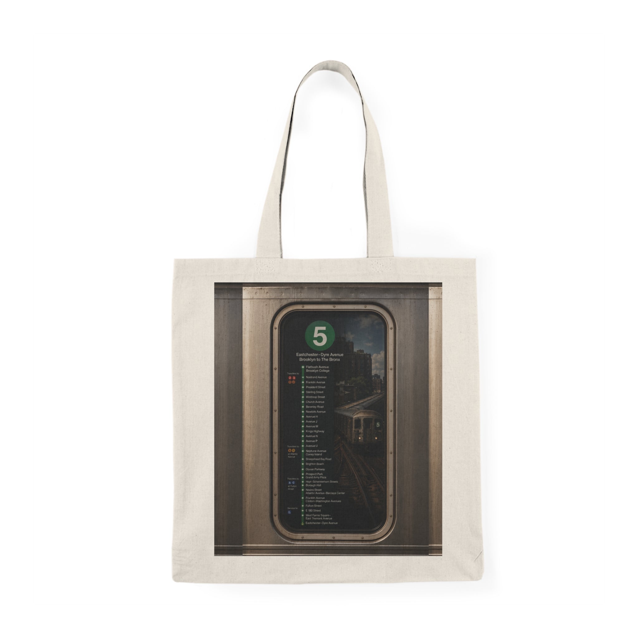 5 Train Natural Tote Bag
