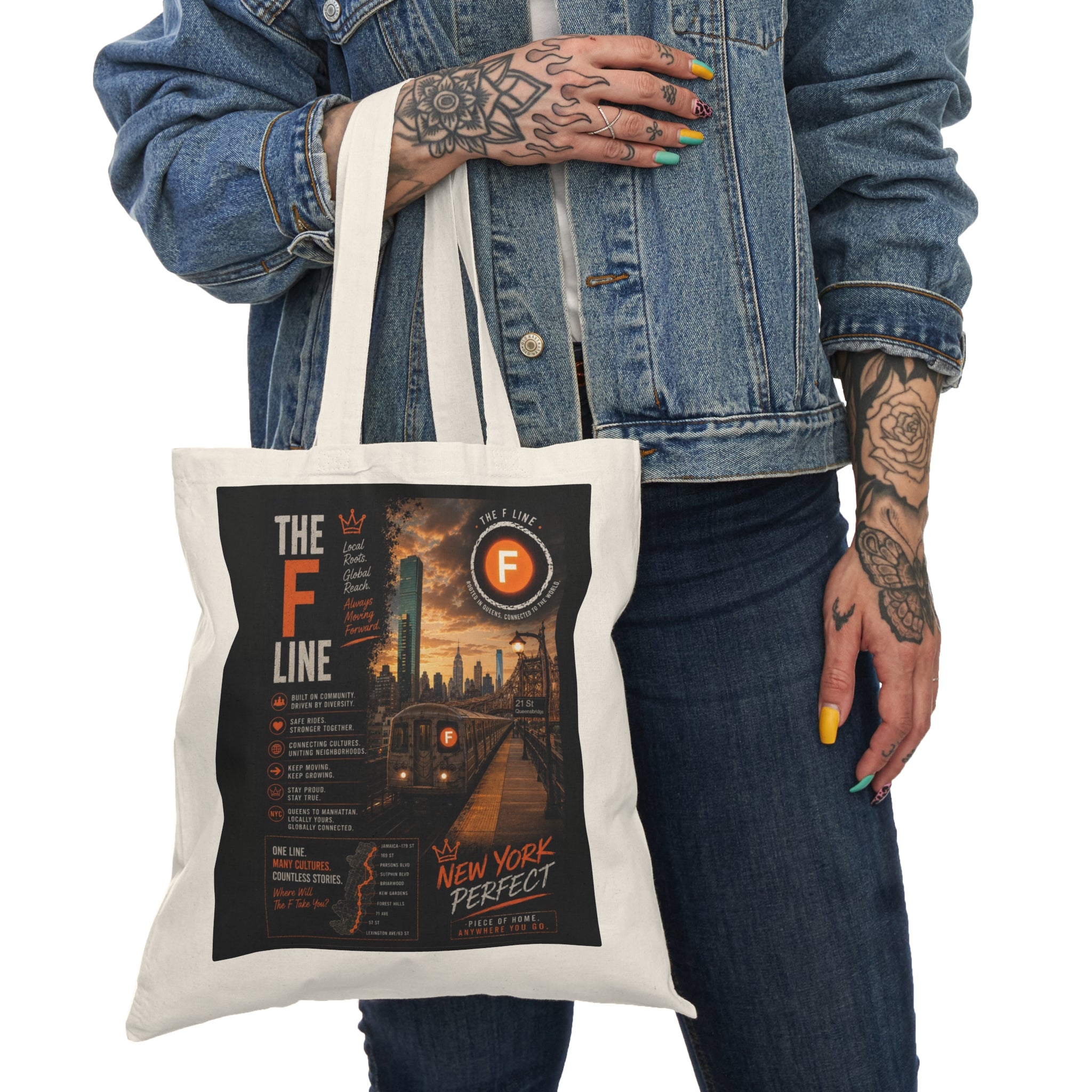 F Line Natural Tote Bag
