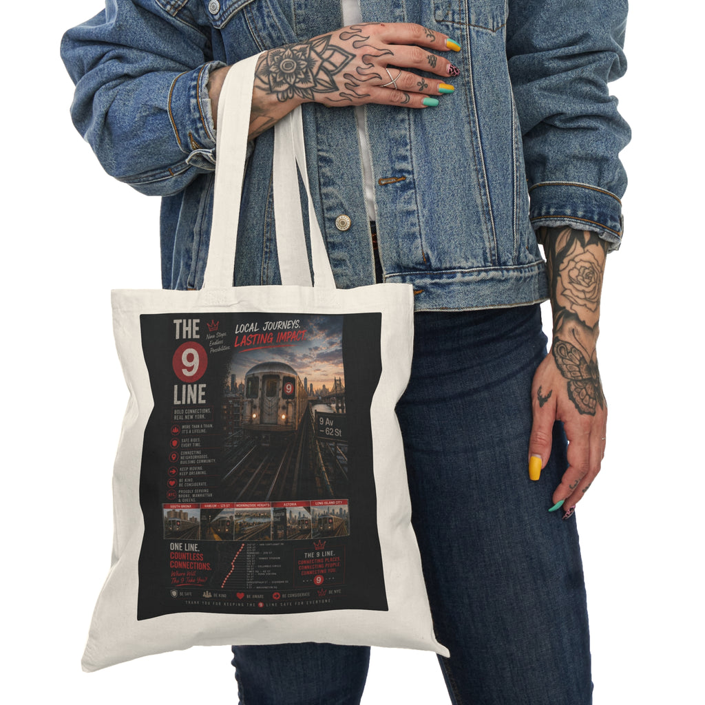 9 Line Natural Tote Bag