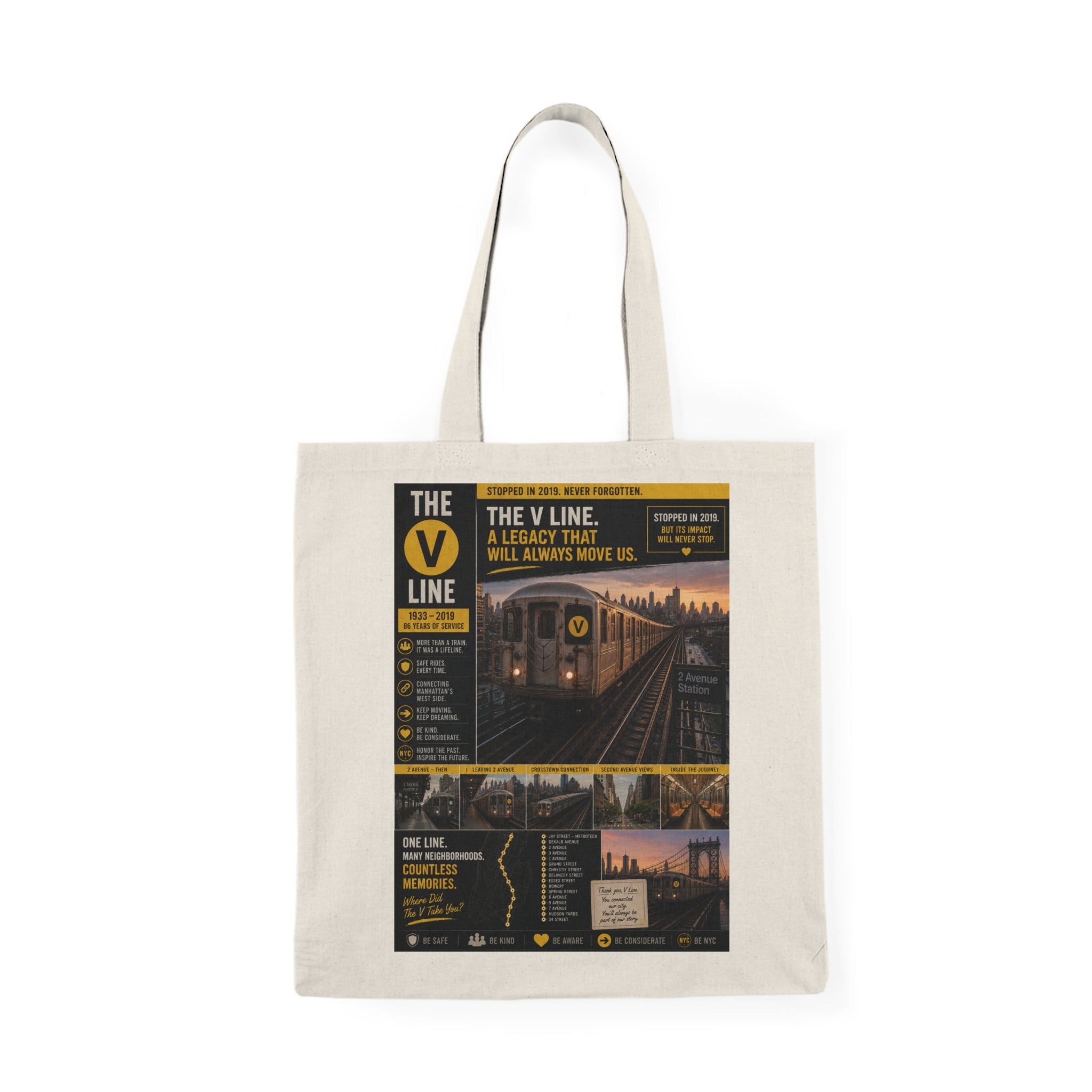 V Line Natural Tote Bag