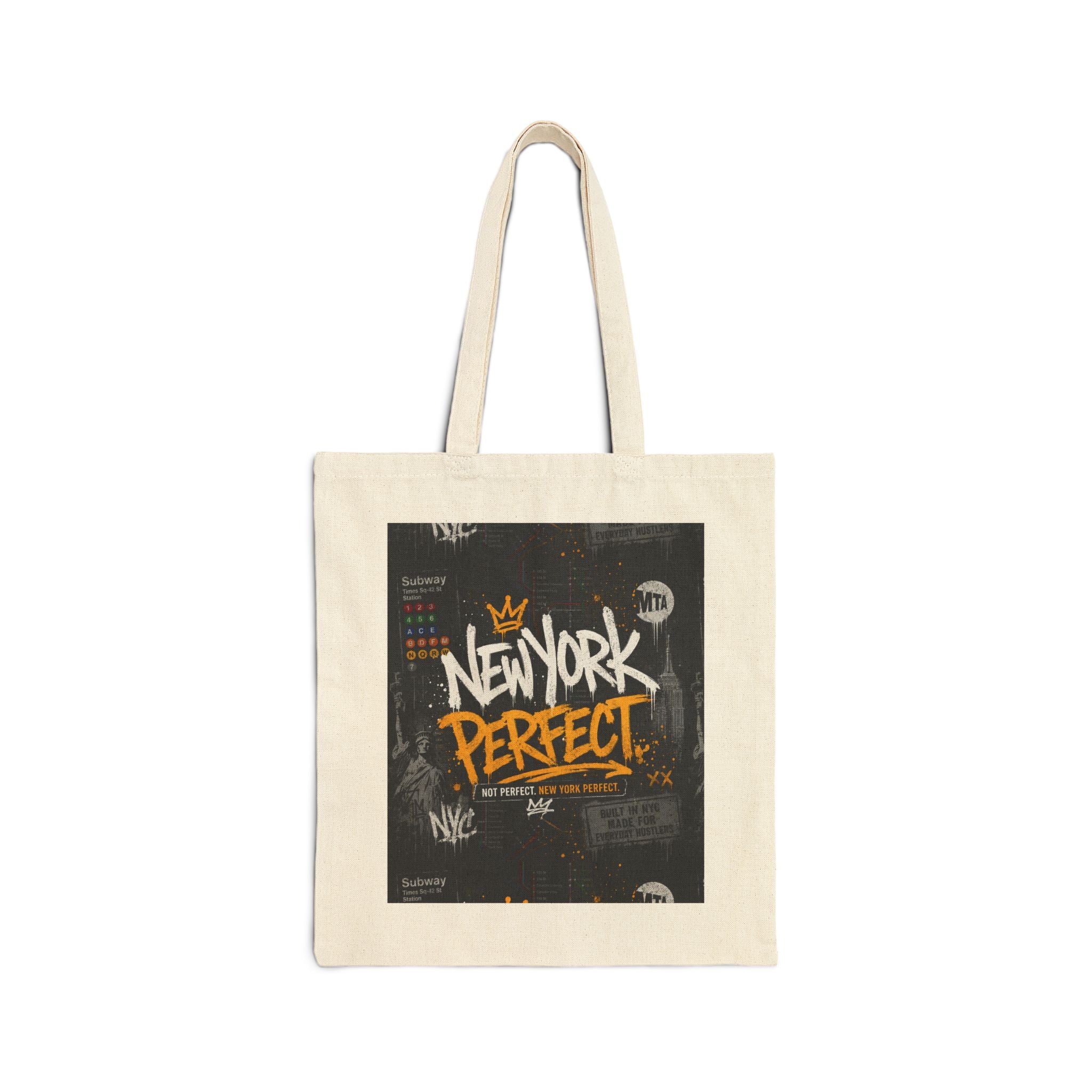 New York Perfect Canvas Tote Bag — Urban Graffiti City Market Tote