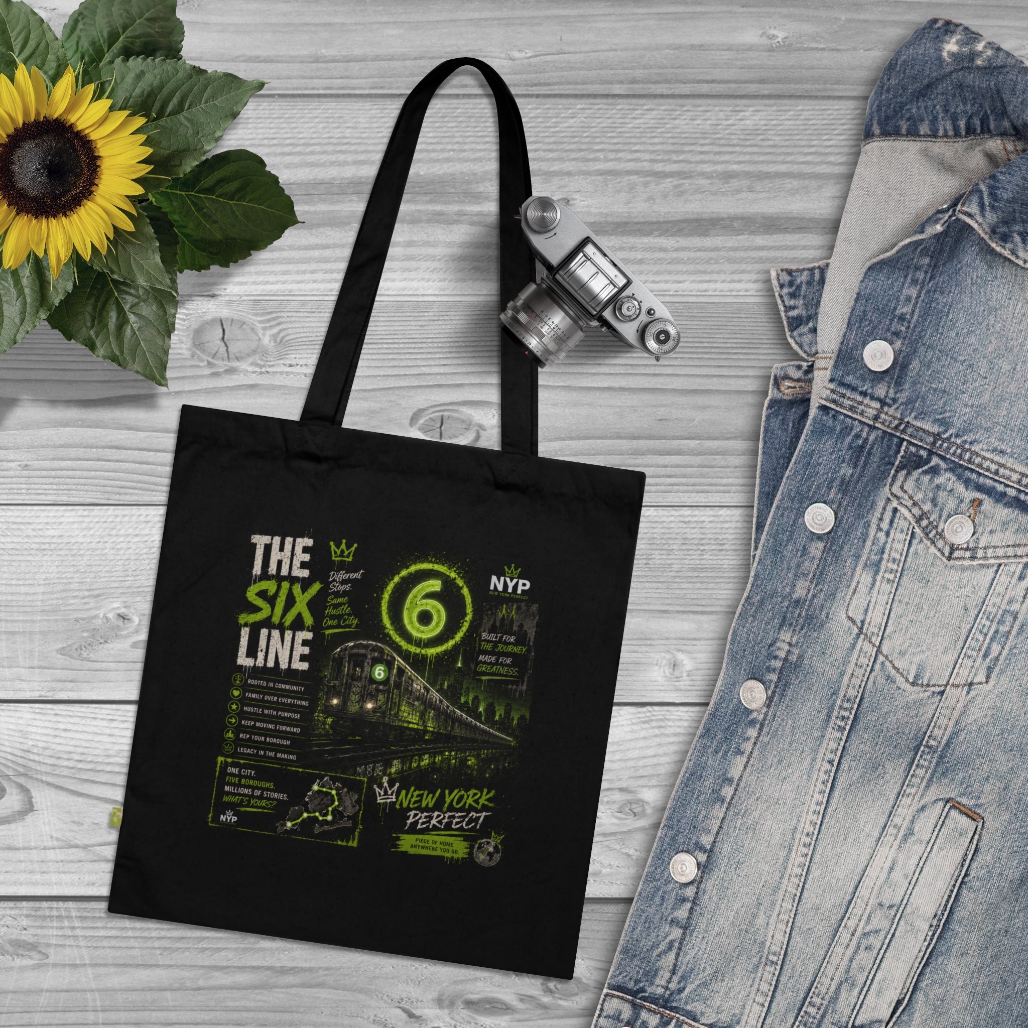 6 Line Organic Cotton Tote Bag