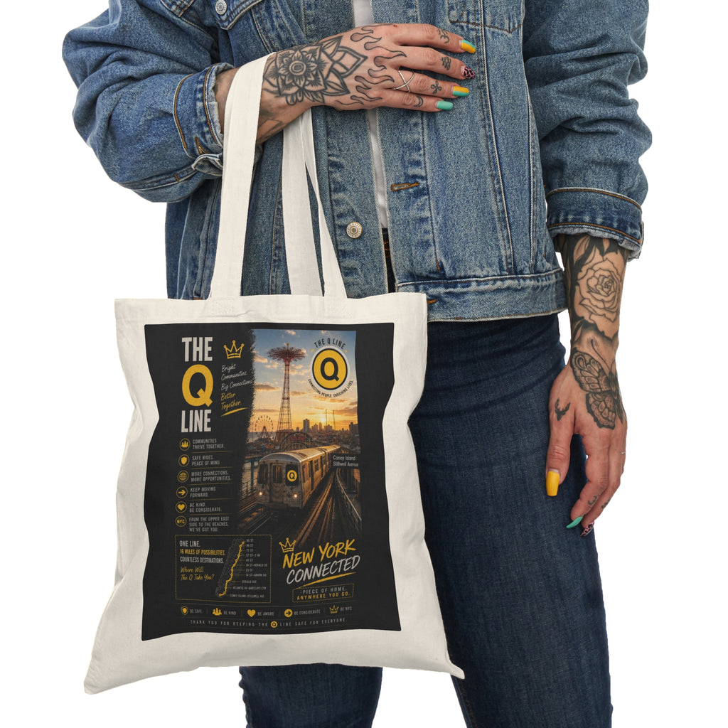 Q Line Natural Tote Bag