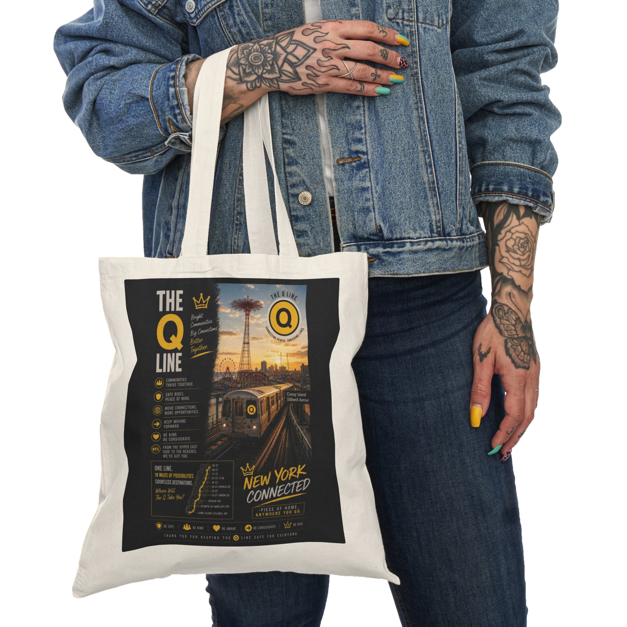 Q Line Natural Tote Bag