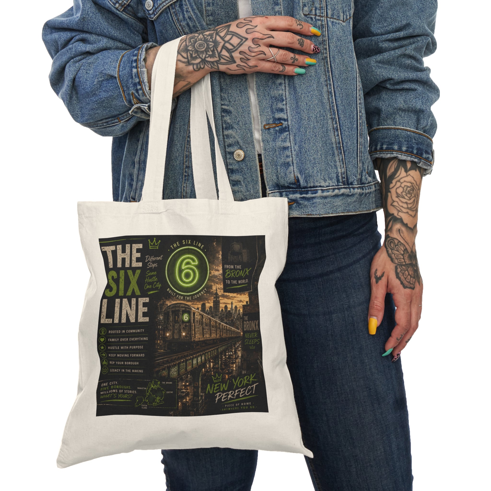 6 Line Natural Tote Bag
