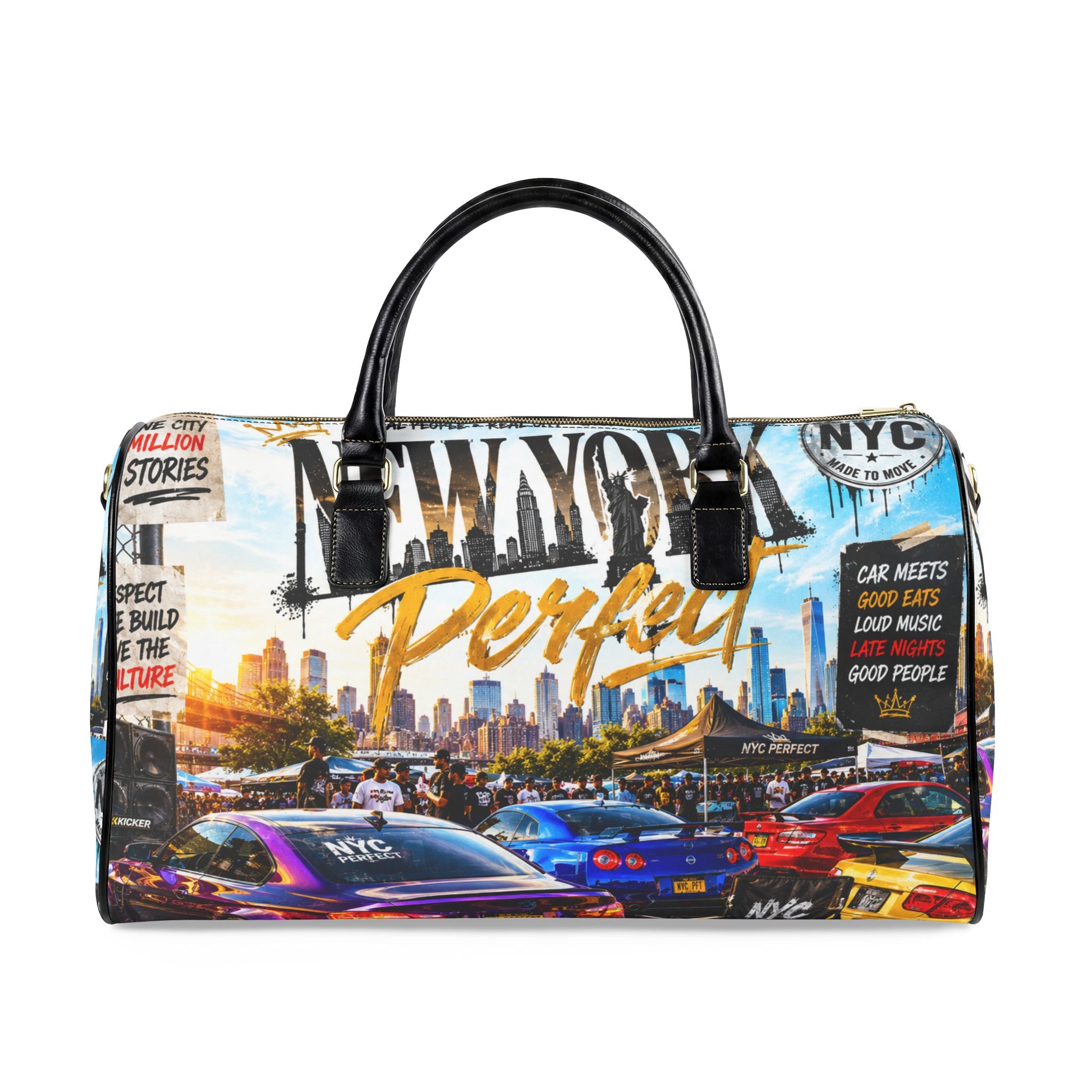 NYC Car Meets Leather Travel Bag