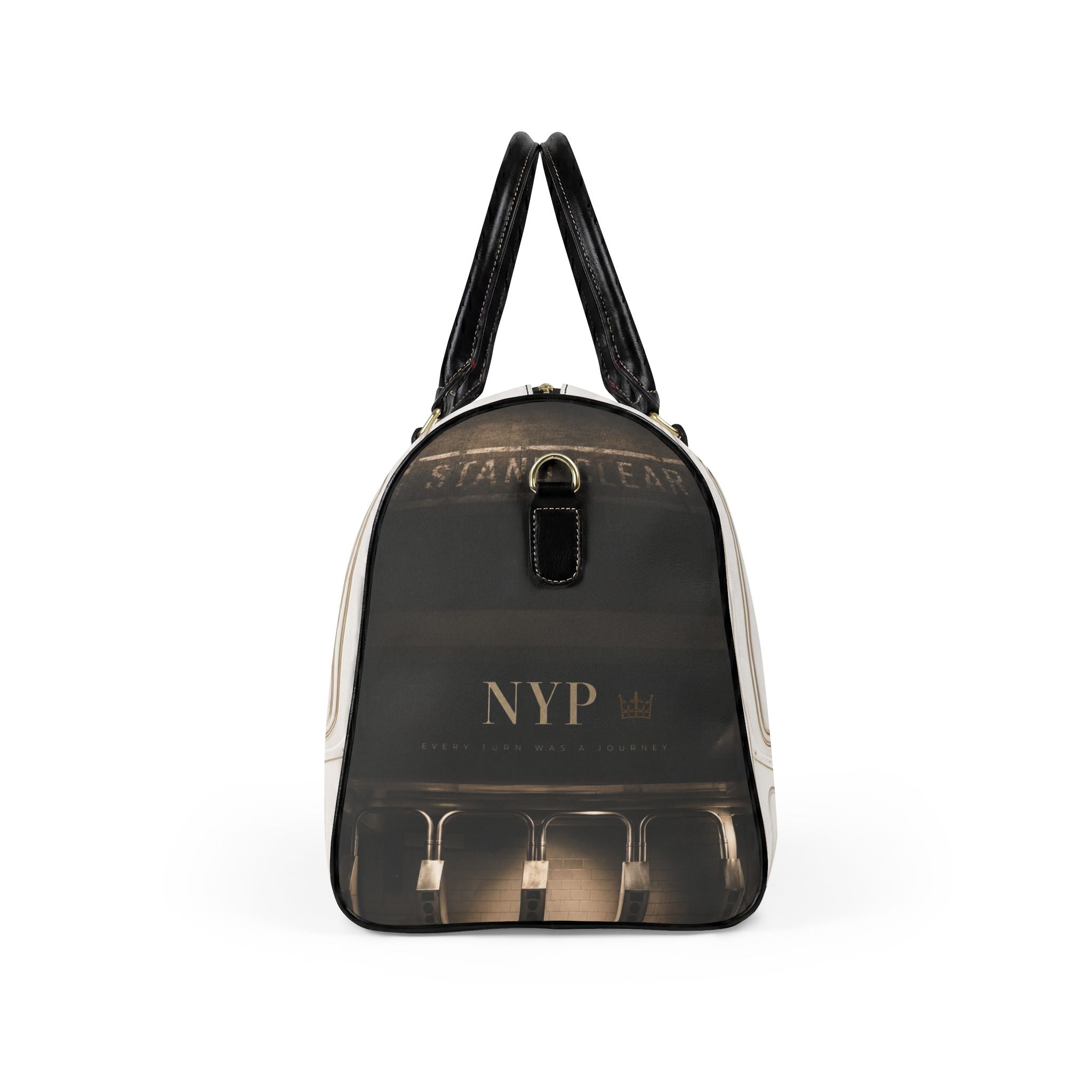2 Line Faux Leather Travel Bag