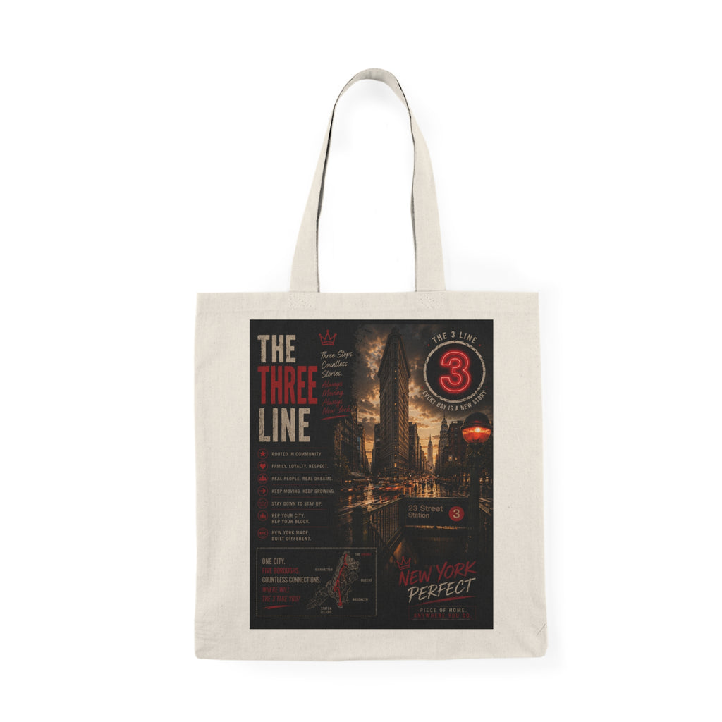 3 Line Natural Tote Bag