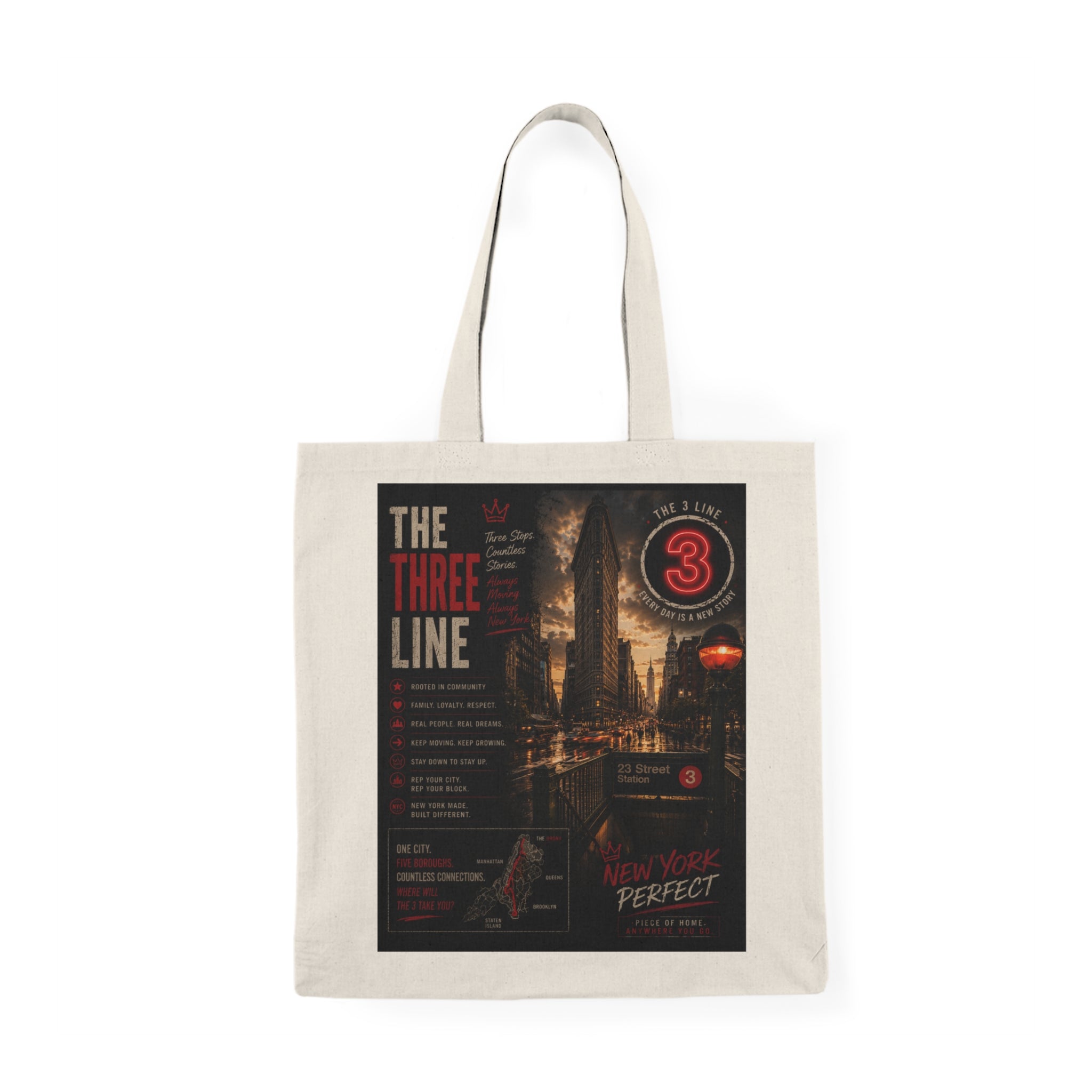 3 Line Natural Tote Bag