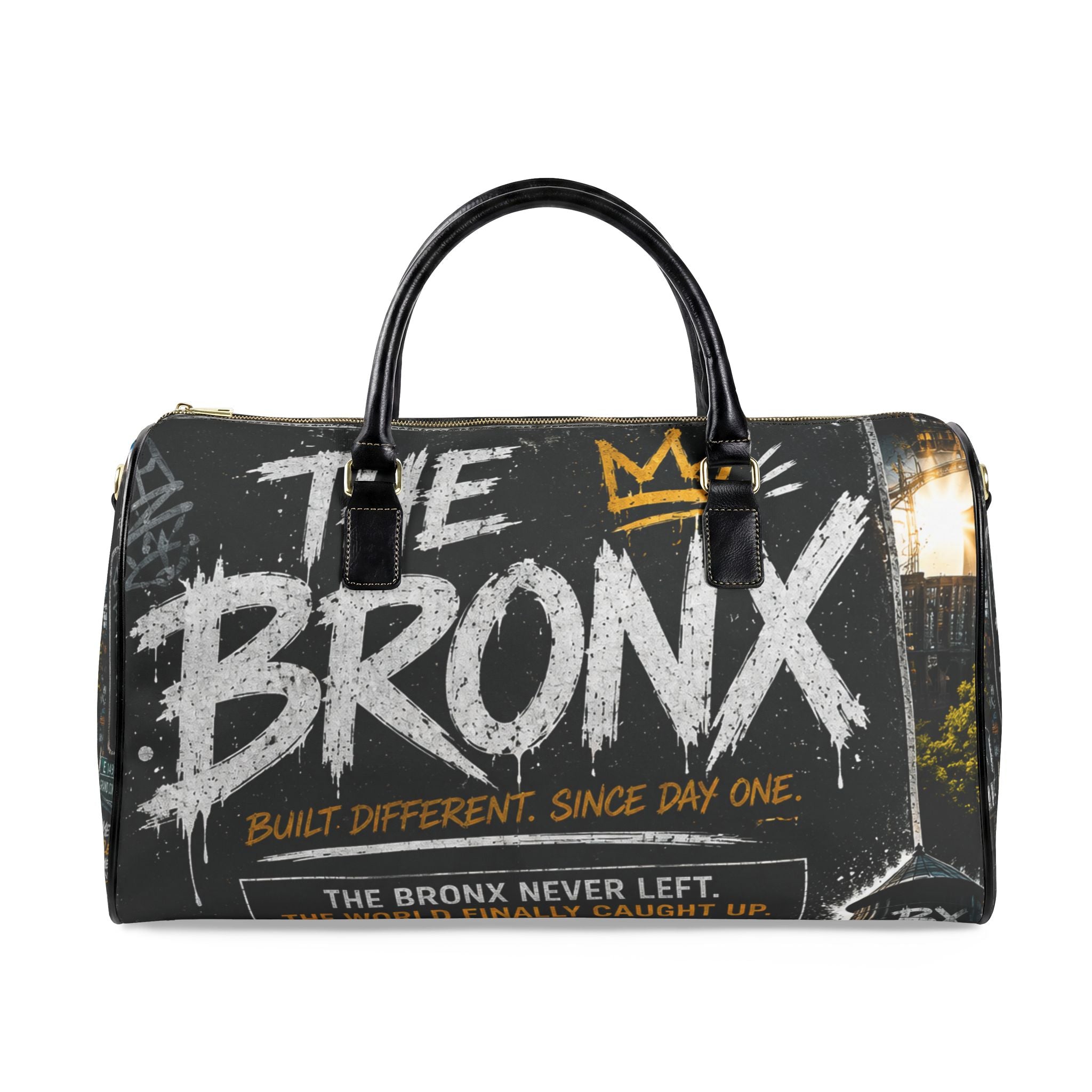 Bronx Black Faux Leather Travel Bag
