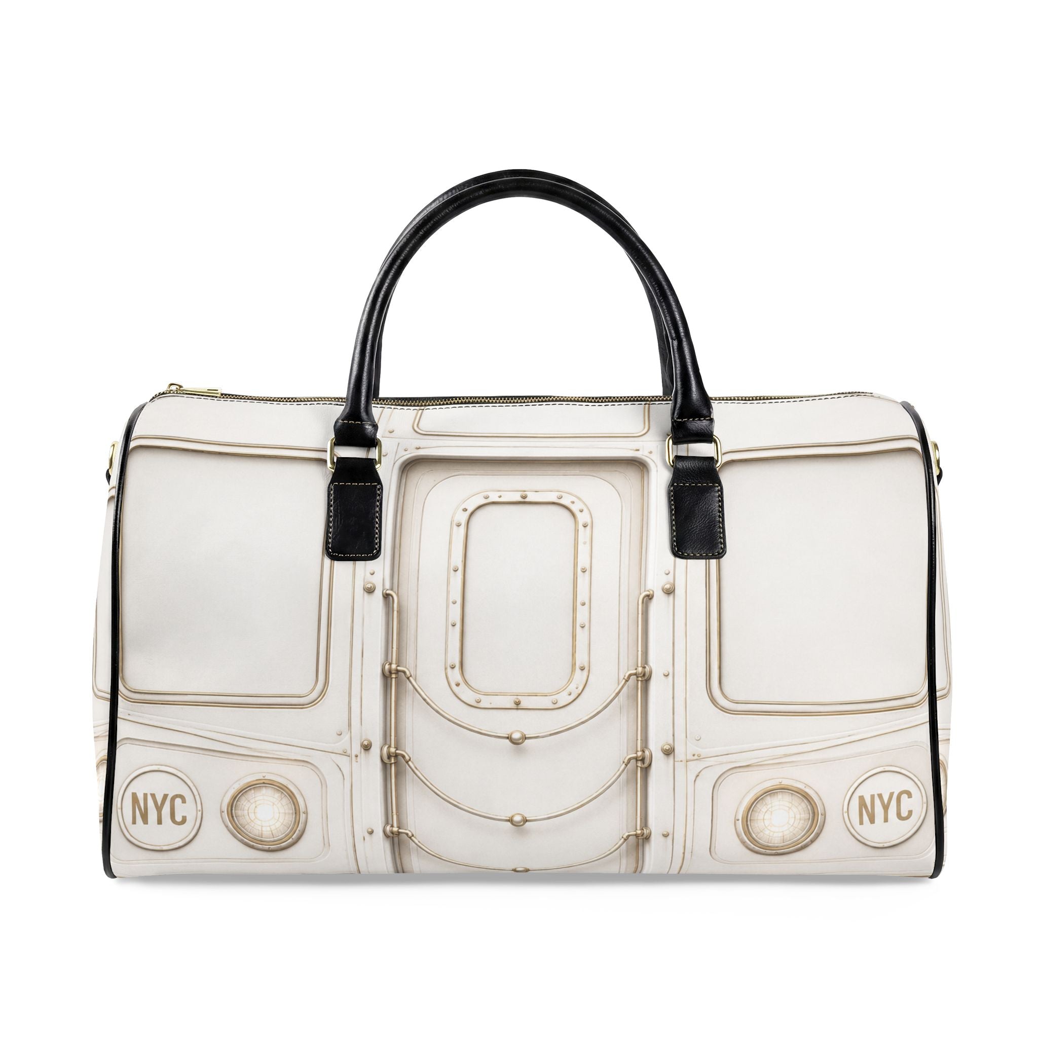 NYP White | Champagne Gold Leather Bag