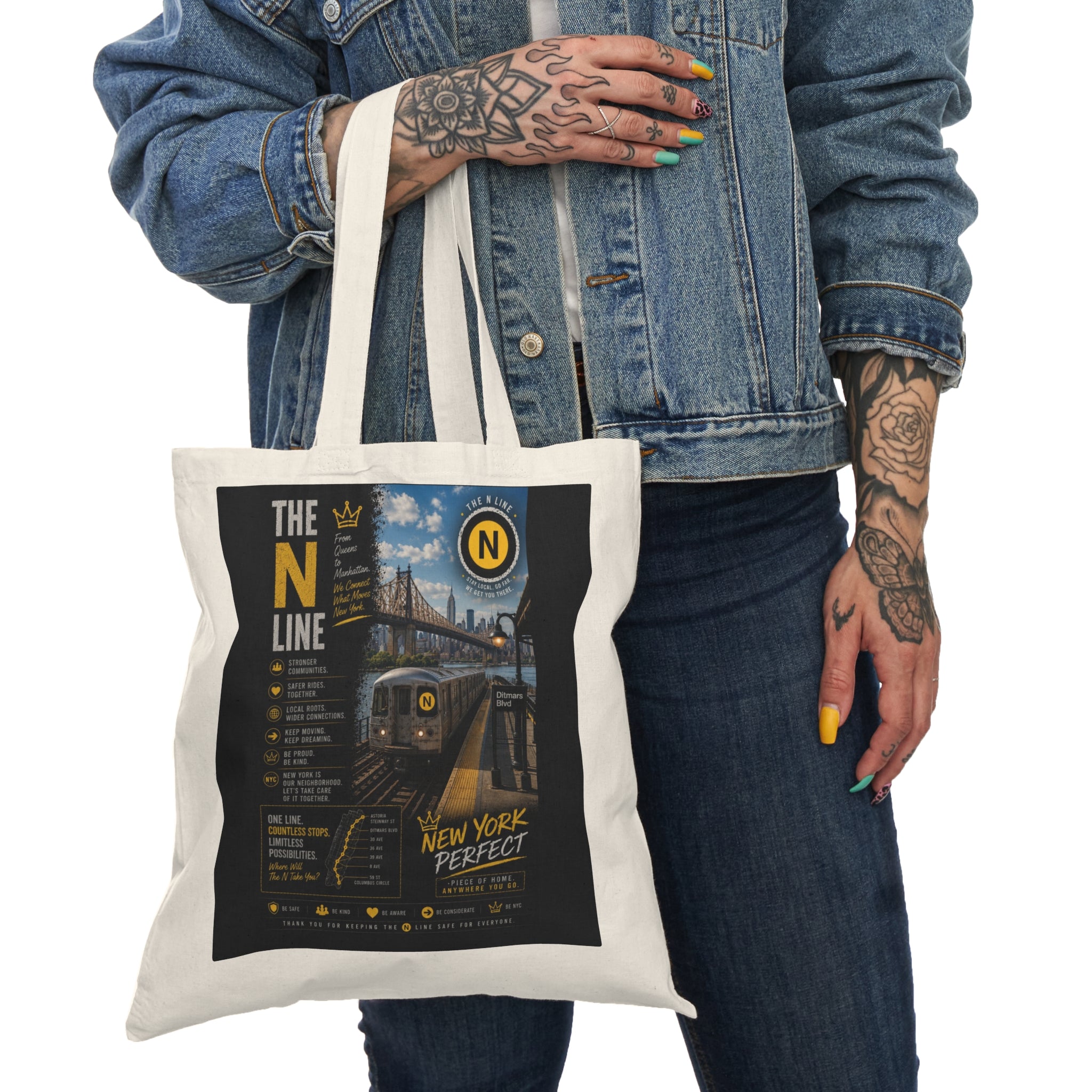 N Line Natural Tote Bag