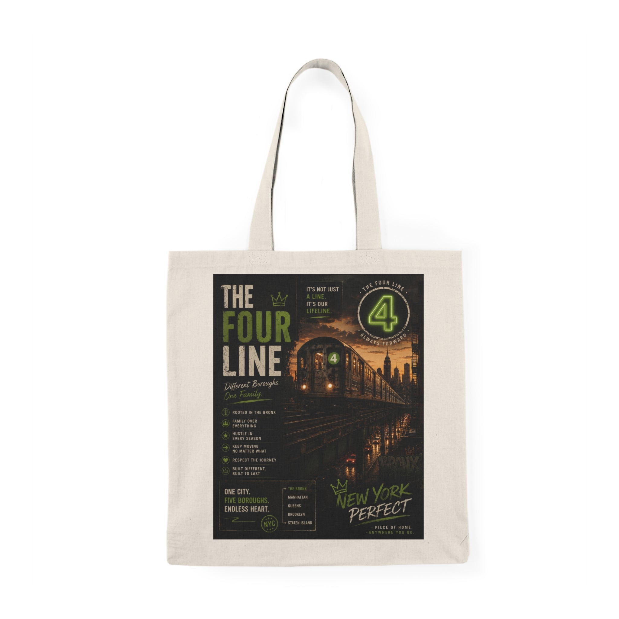 4 Line Natural Tote Bag