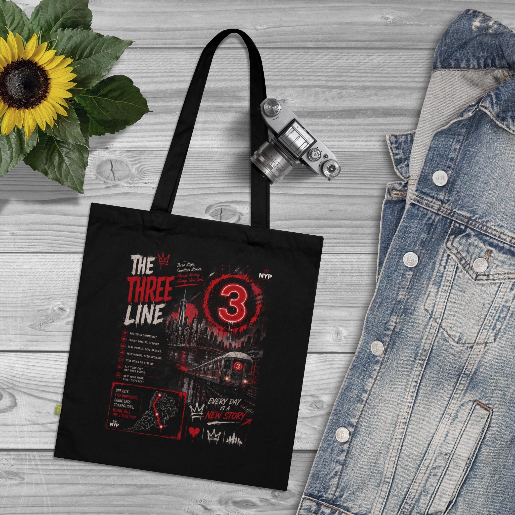 NYP 3 Line Organic Cotton Tote Bag