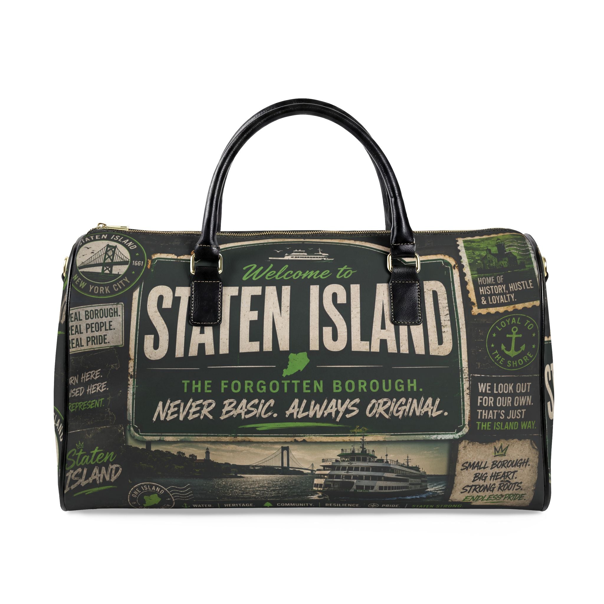 Staten Island Faux Leather Travel Bag