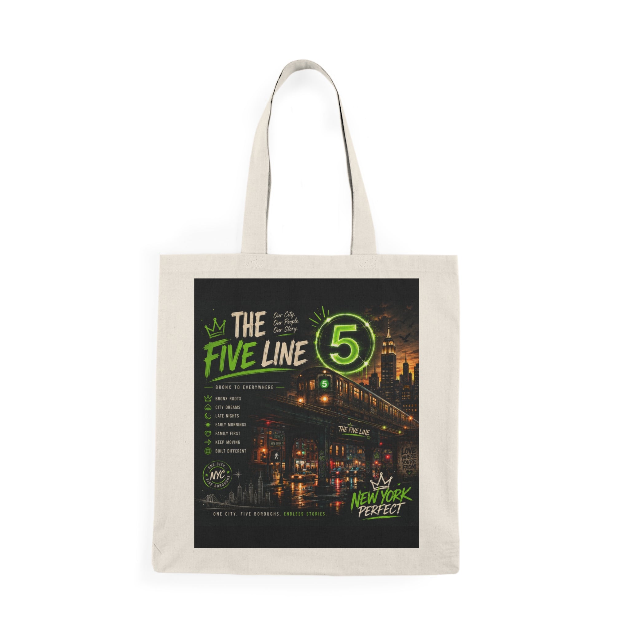 5- Line Natural Tote Bag