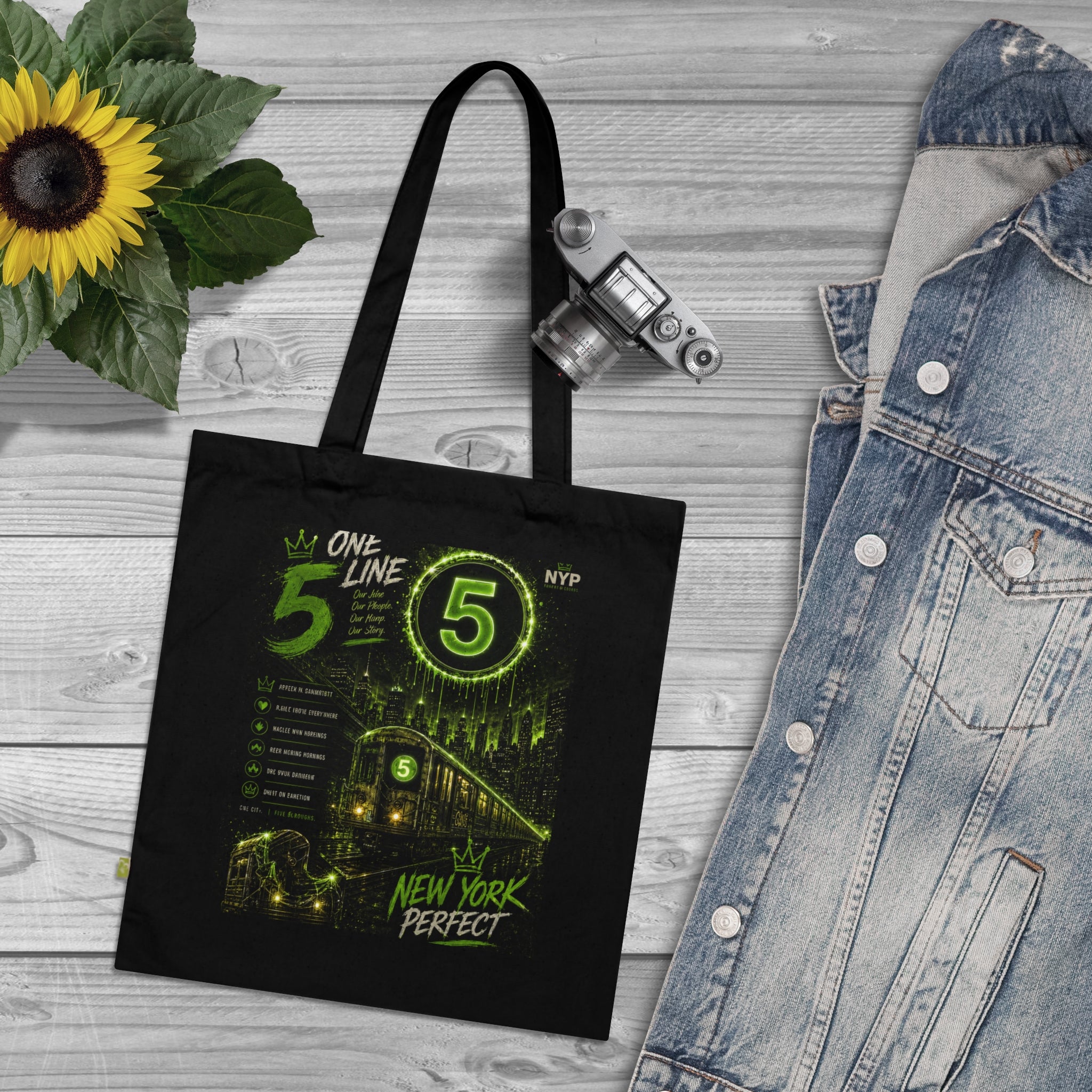 NYP 5 Line Organic Cotton Tote Bag
