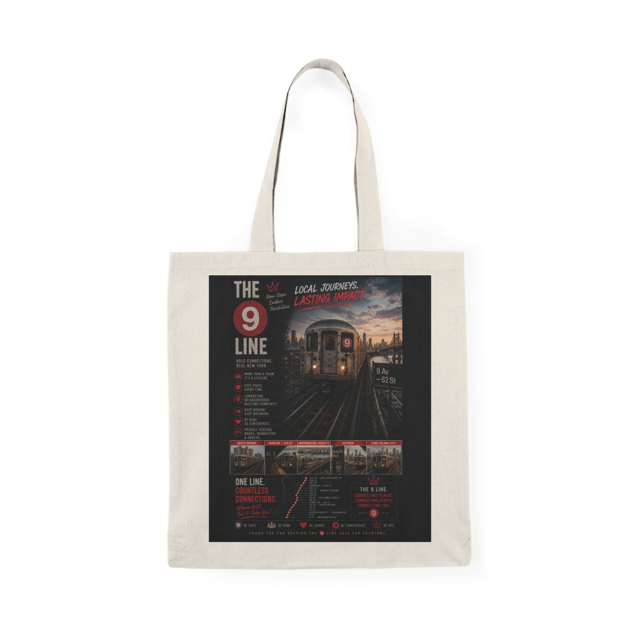 9 Line Natural Tote Bag