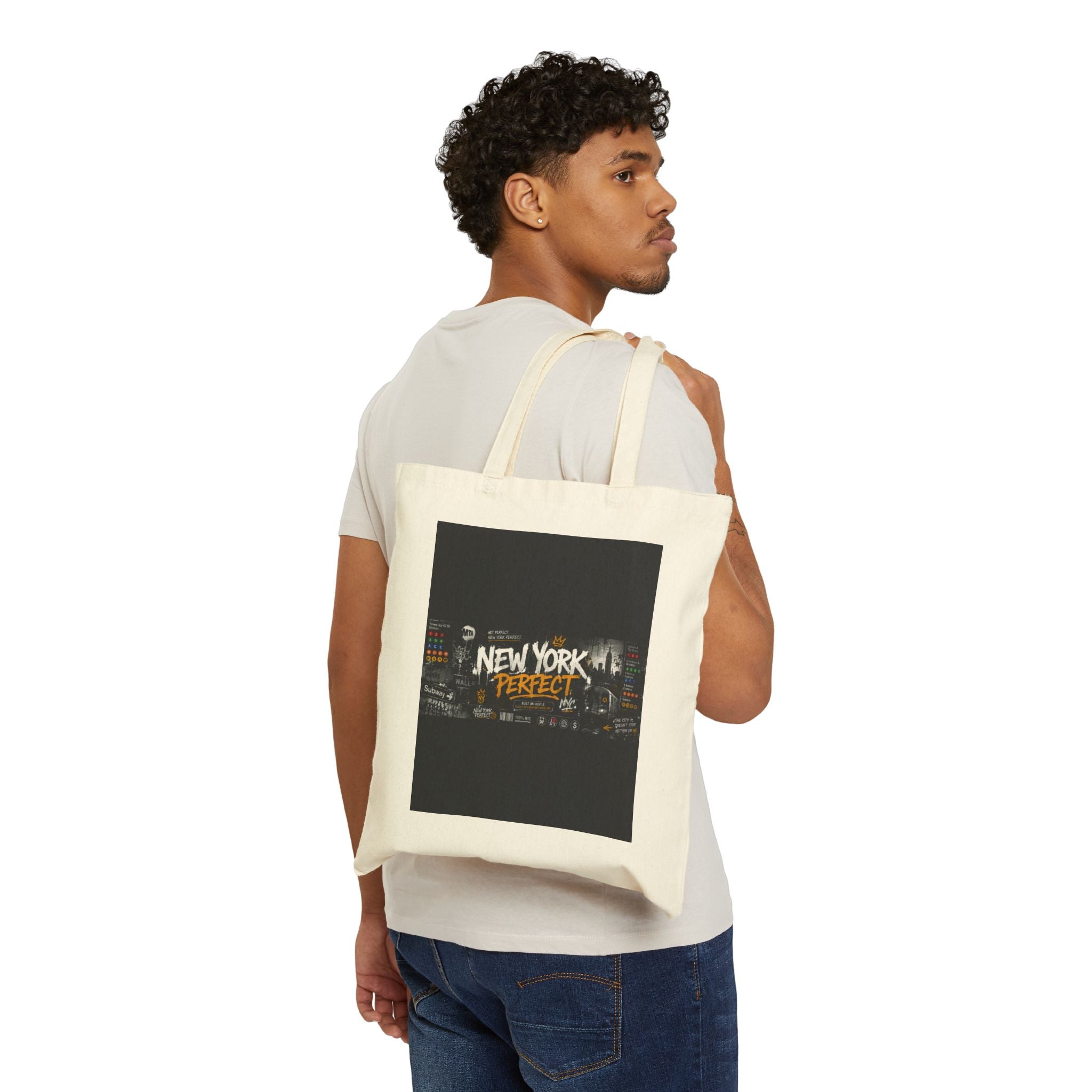 New York Perfect Canvas Tote Bag — Urban Graffiti City Market Tote