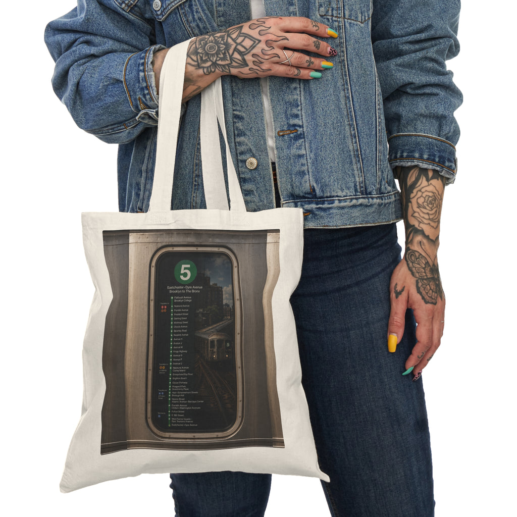 5 Train Natural Tote Bag