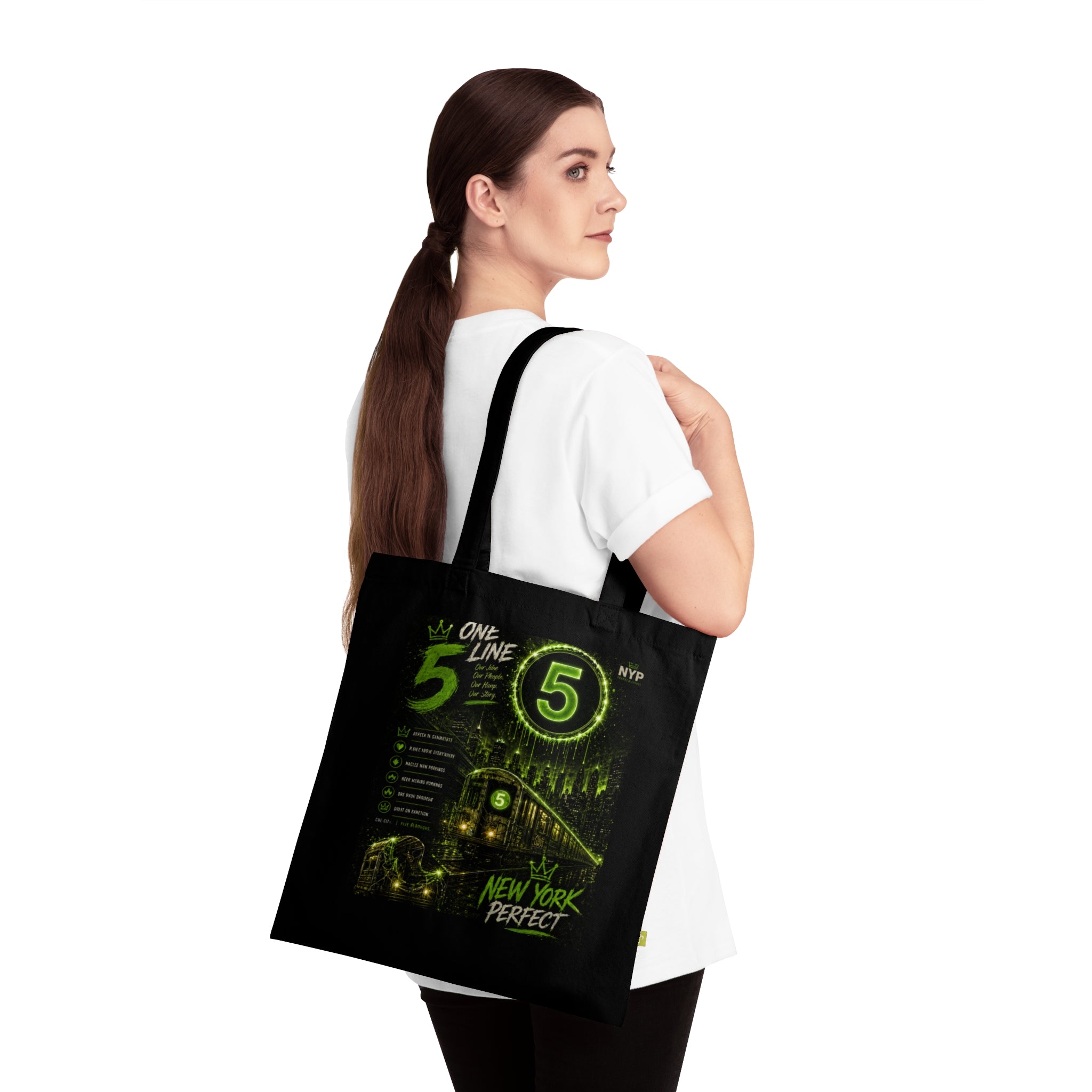 NYP 5 Line Organic Cotton Tote Bag