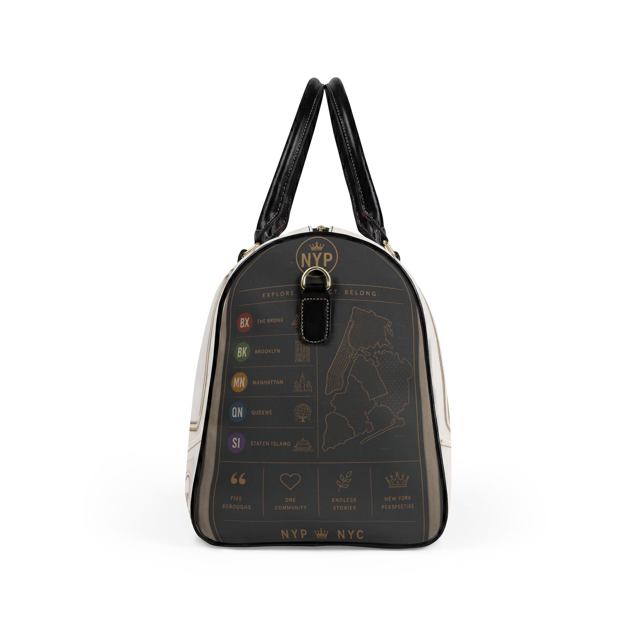 2 Line Faux Leather Travel Bag