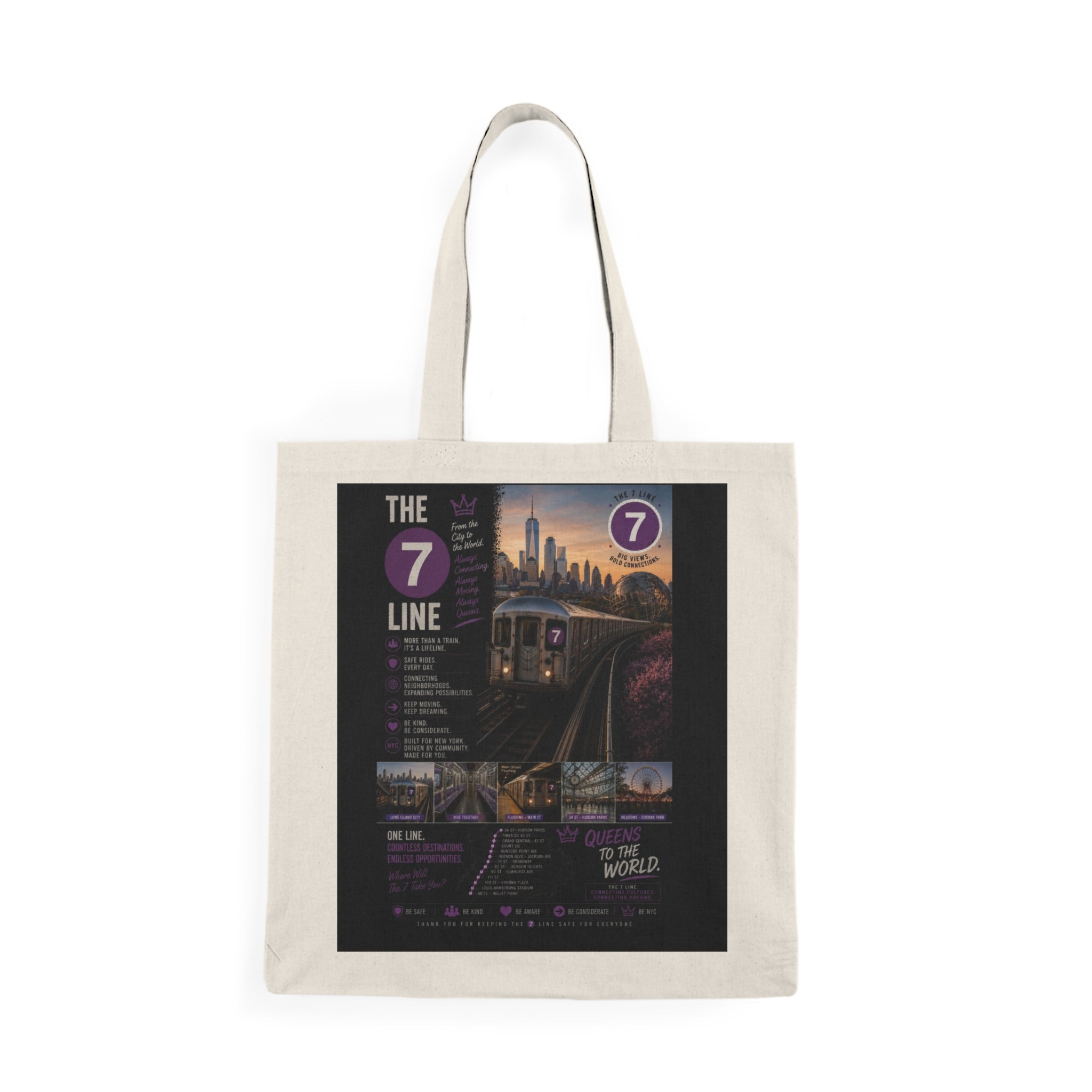 7 Line Natural Tote Bag