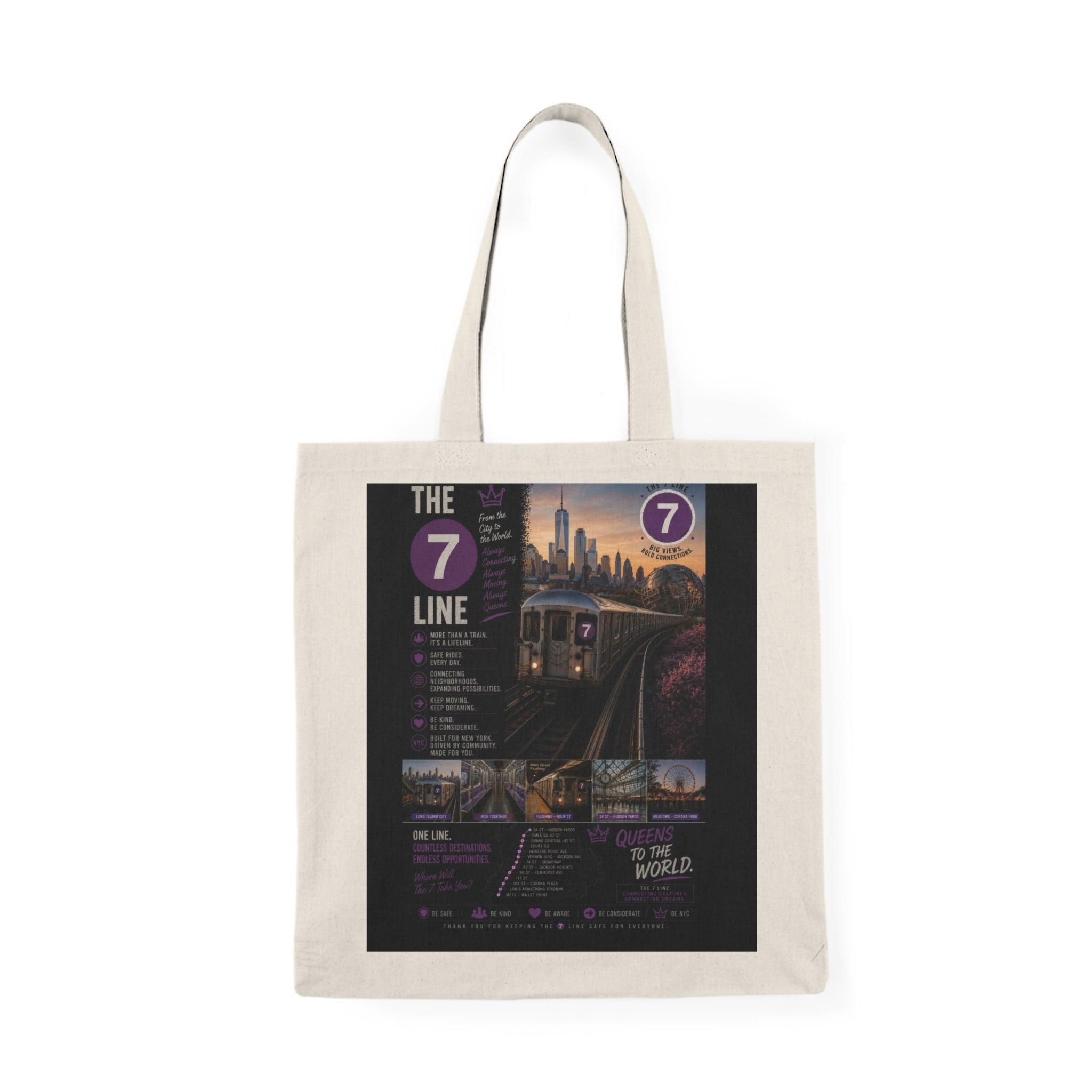 7 Line Natural Tote Bag