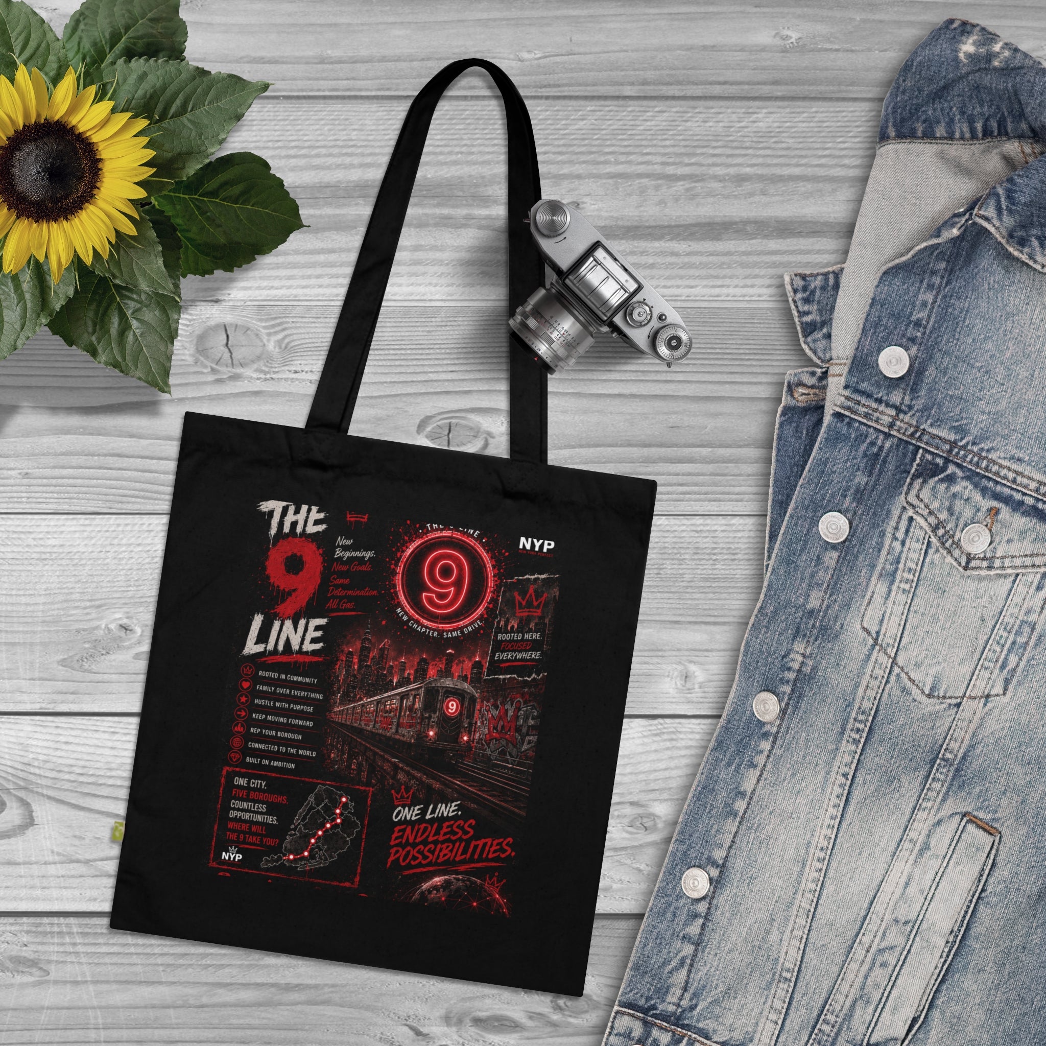 NYP 9  Line Organic Cotton Tote Bag