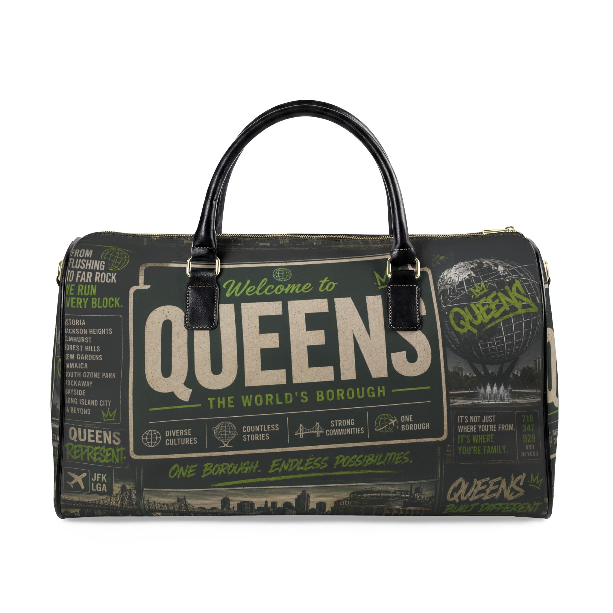 Queens Faux Leather Travel Bag