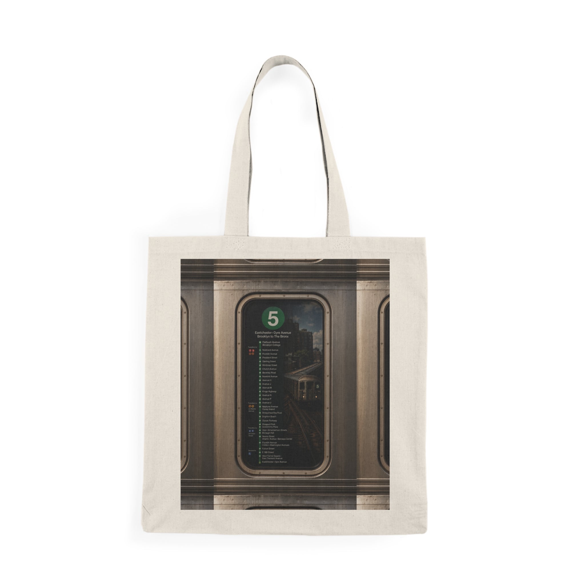 5 Train Natural Tote Bag