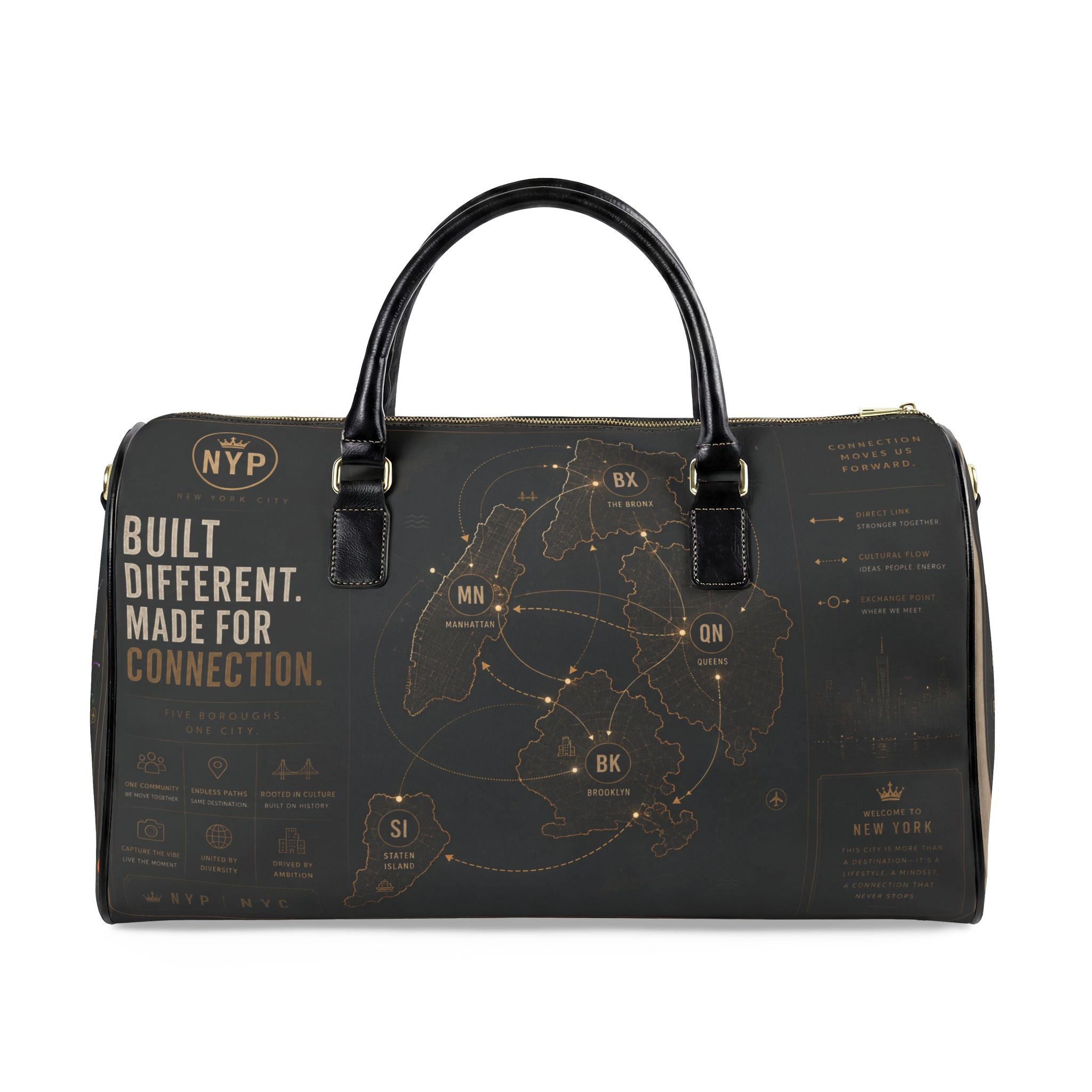 NYP Built Different Leather Travel Bag