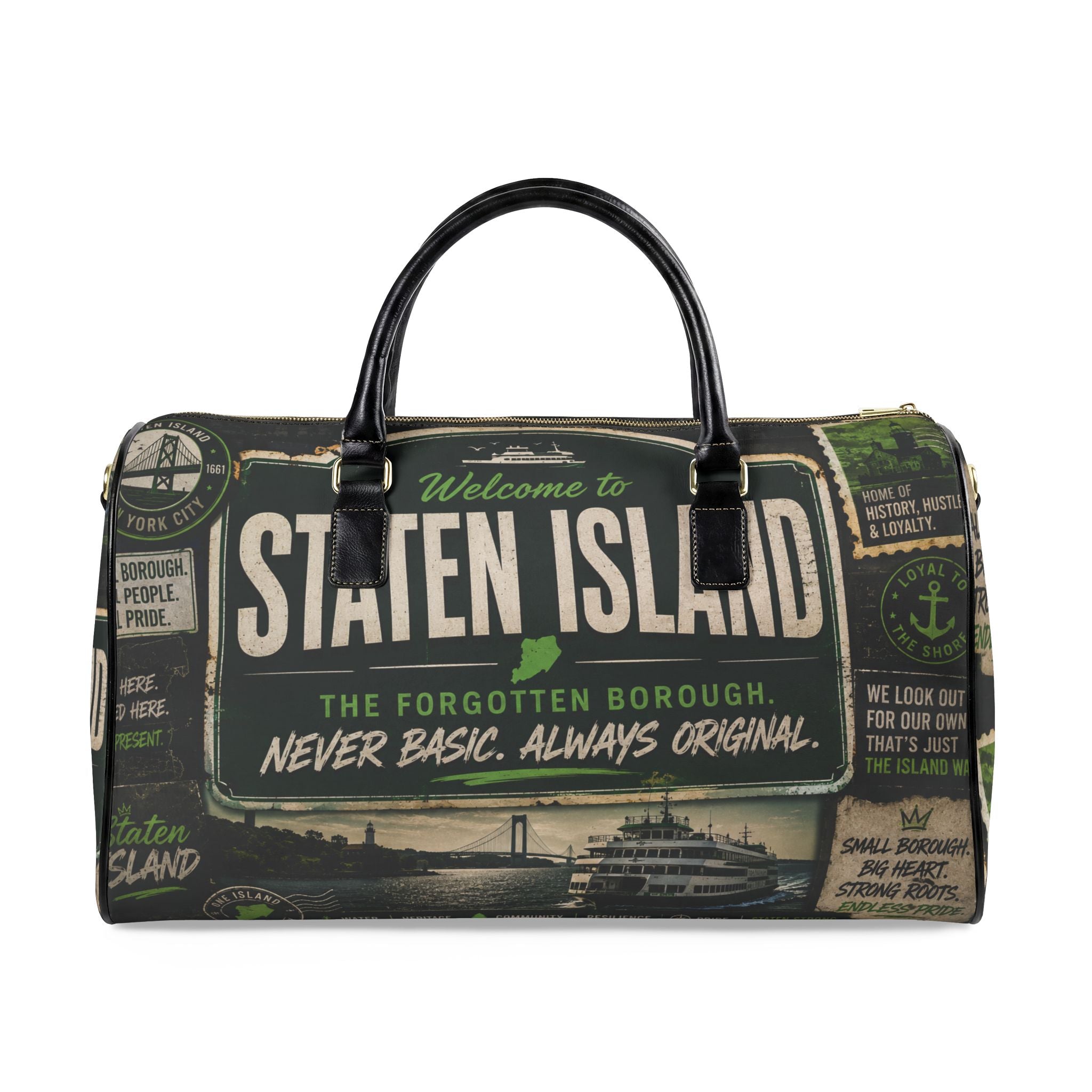 Staten Island Faux Leather Travel Bag
