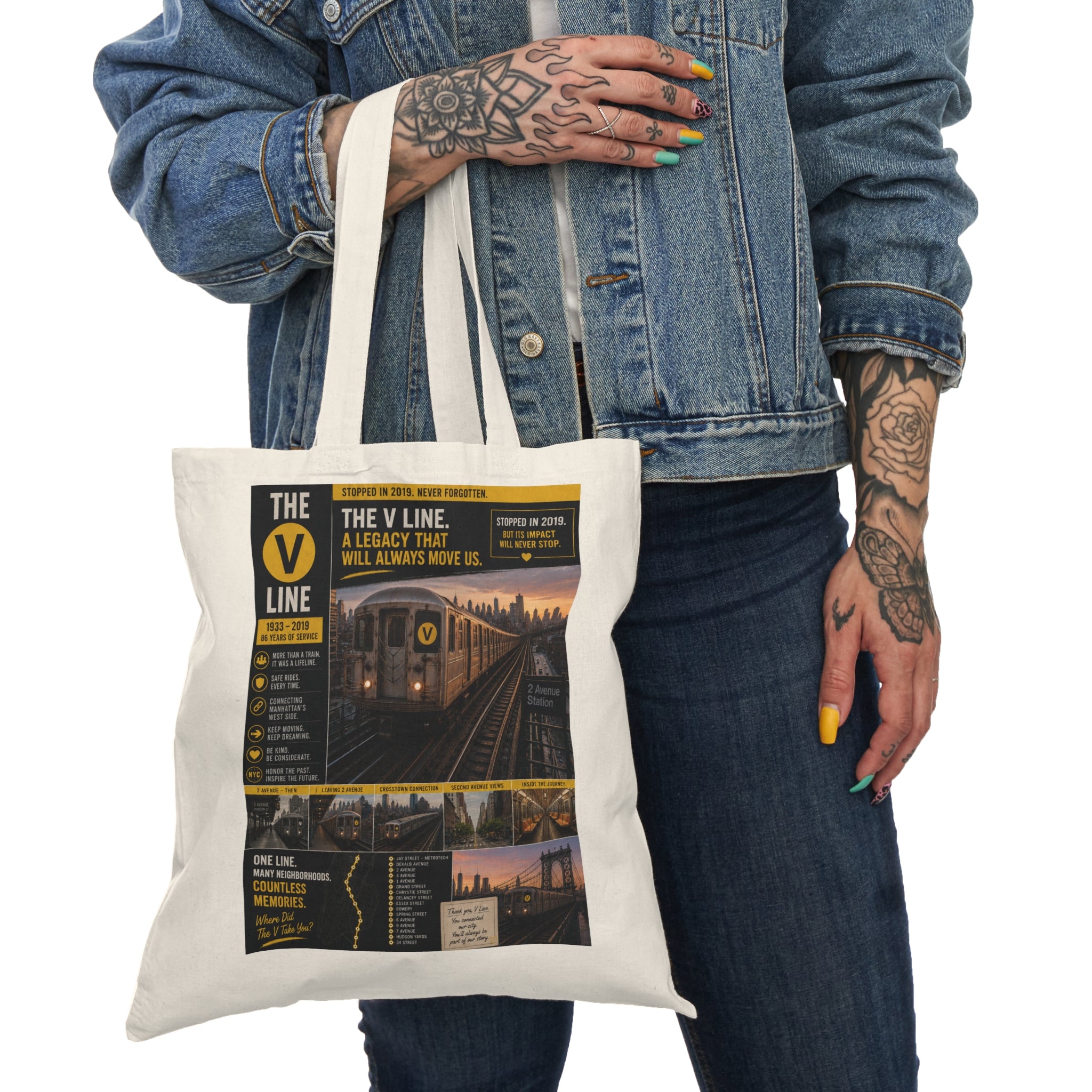 V Line Natural Tote Bag