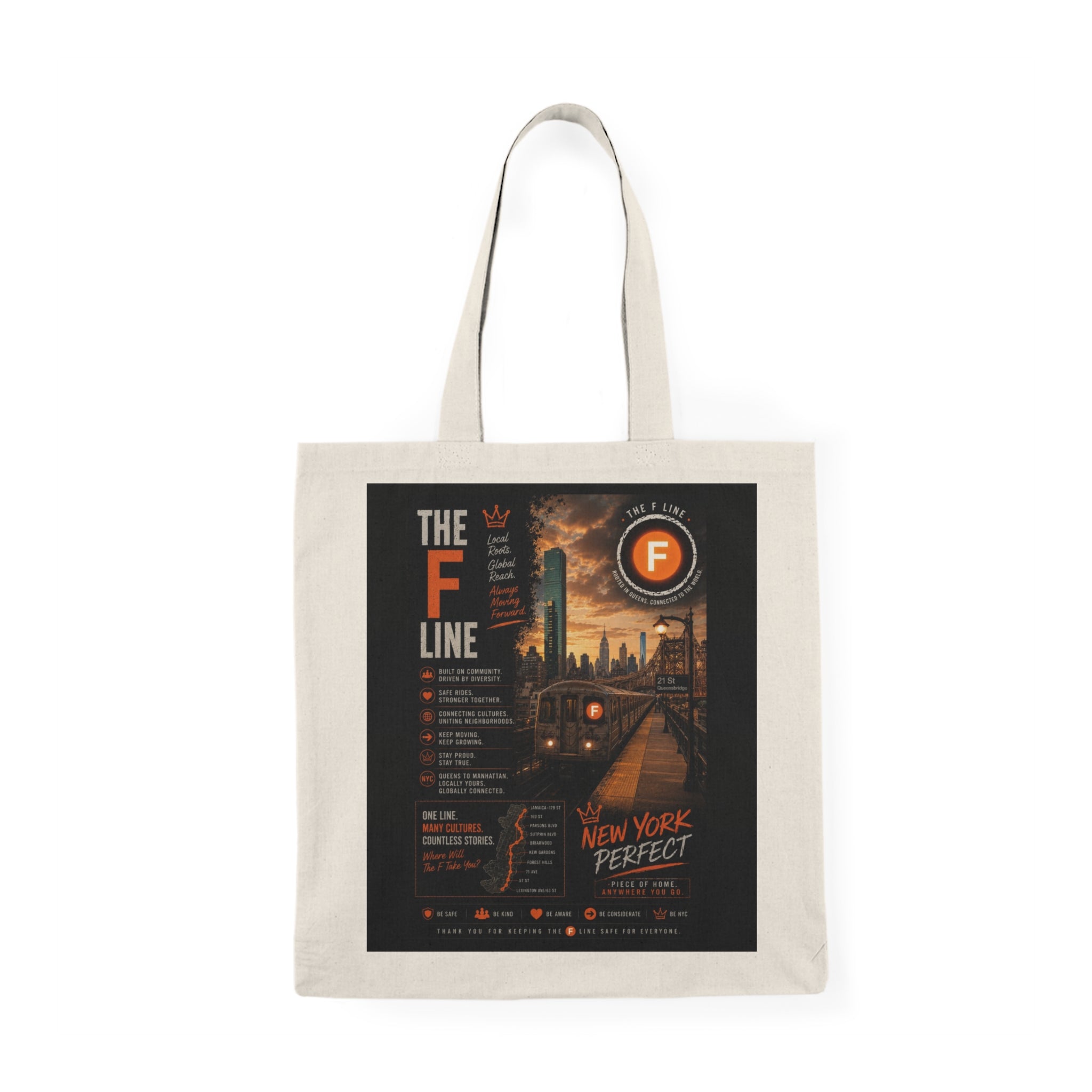 F Line Natural Tote Bag