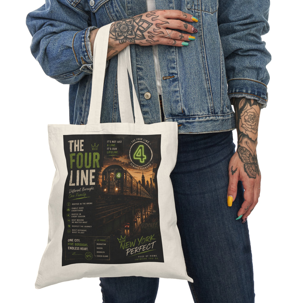 4 Line Natural Tote Bag