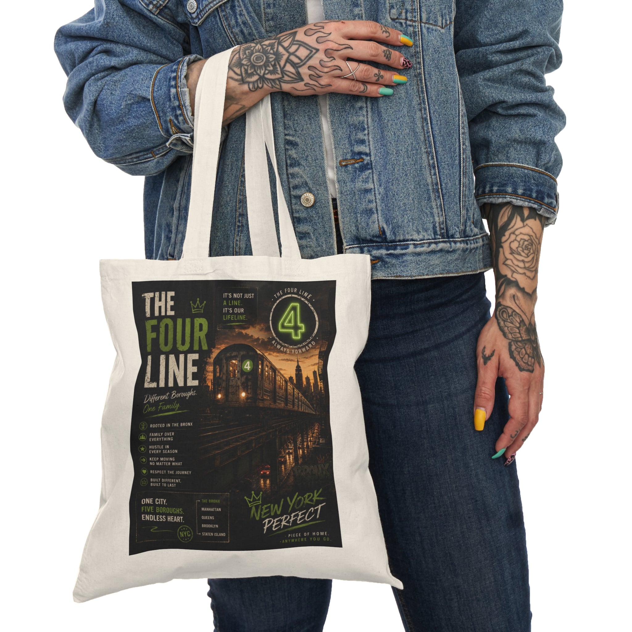 4 Line Natural Tote Bag