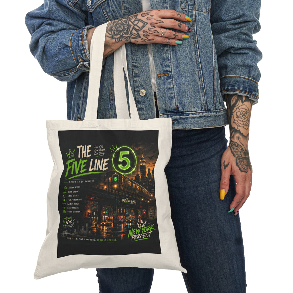 5- Line Natural Tote Bag
